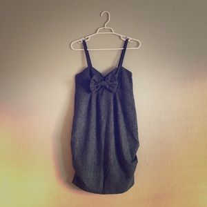 Tweed Dark Grey Pleated Bow Sack Dress LIKE NEW 🎀